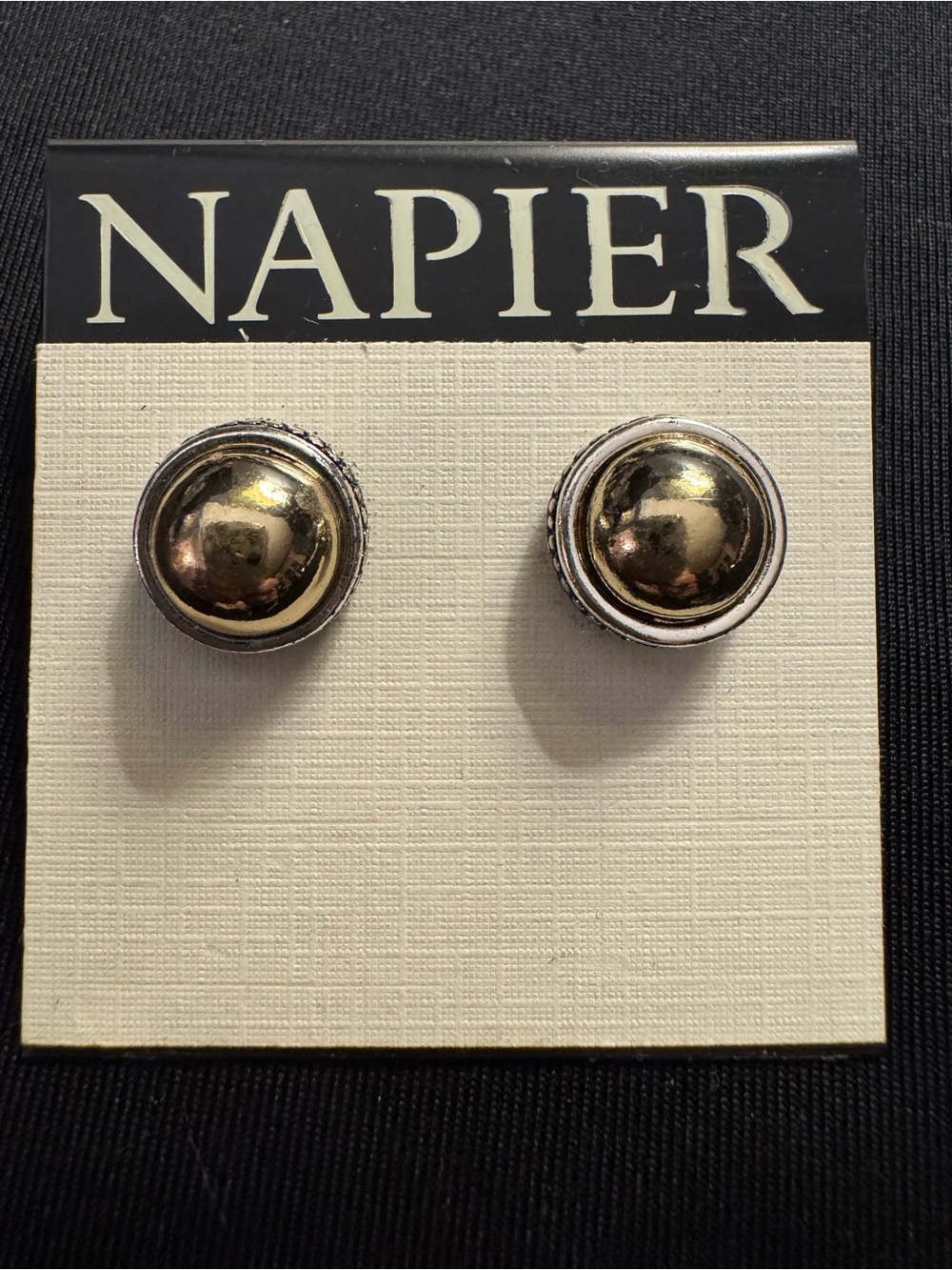 Vintage Napier Two Tone Dome Earrings